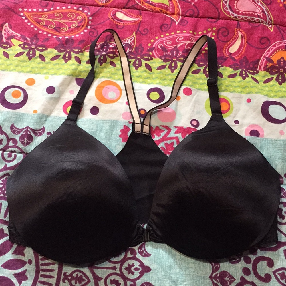 34D Black Front Closure Racerback Bra